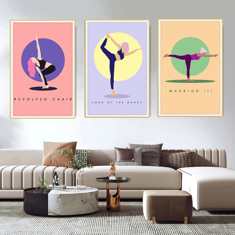 Poster Pose Yoga Abstrak Moder - Home Gym Yoga Studio ulasan dan harga