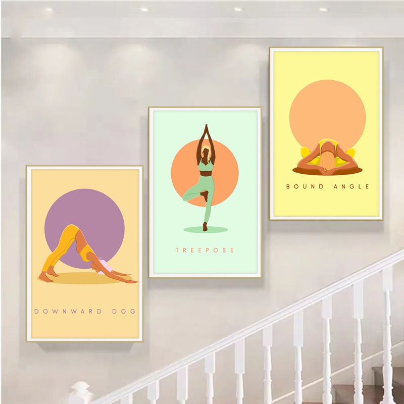 Poster Pose Yoga Abstrak Moder - Home Gym Yoga Studio ulasan dan harga