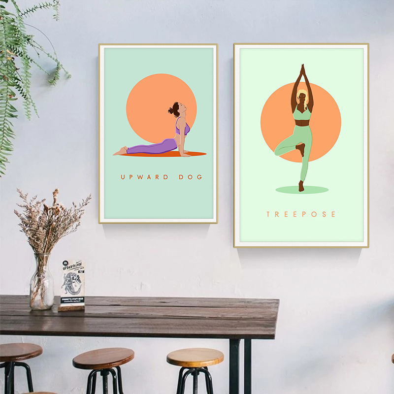 Poster Pose Yoga Abstrak Moder - Home Gym Yoga Studio ulasan dan harga