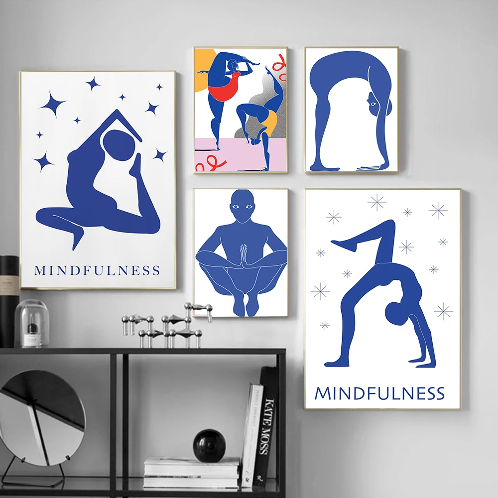 Poster Abstrak Pose Yoga Gym L - Home Gym Yoga Studio ulasan dan harga